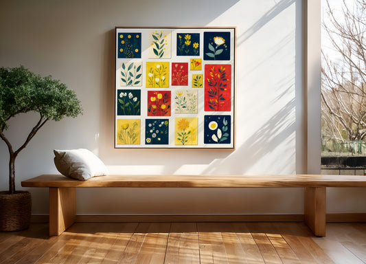 Flower Frame Wall Art & Seamless Pattern | Floral Digital Download | Printable Artwork for Home Decor & Crafts