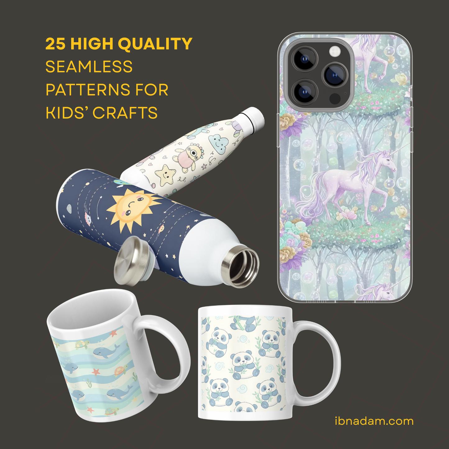 25 Seamless Patterns Pack for Kids' Craft | High Quality Designs | Digital Download & Useable in Multiple Crafts like Wallpapers, POD items