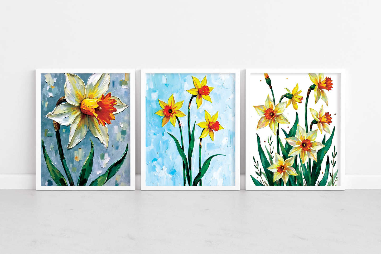 Bundle of 10 Daffodils Oil Paintings Digital Download | 24x36in Wall Art Prints | Floral Artwork for Living Room, Bedroom, Office Decor