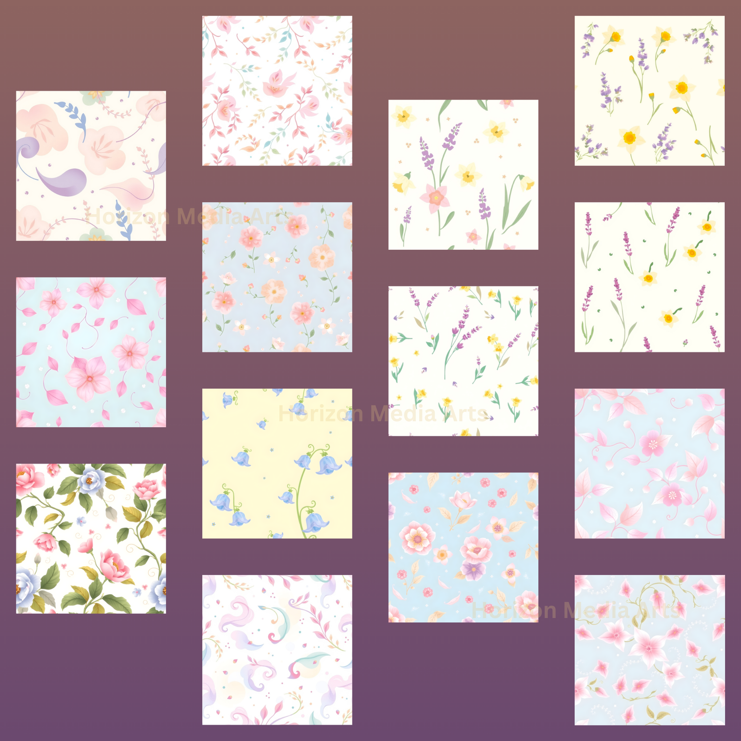 50+ Seamless Floral Patterns | High-Res Digital Download JPGs | Textile, Fabric, Scrapbooking, Mug, Journal, Cover Design