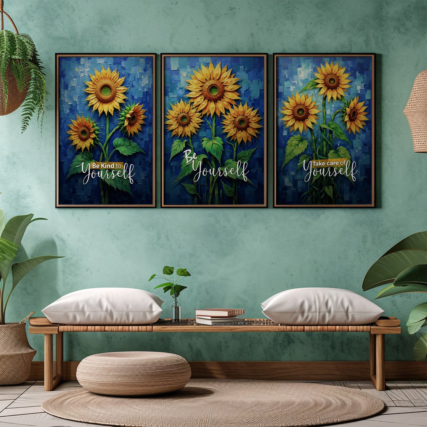 Sunflower Wall Art Digital Download | Motivational Quotes Prints | Inspirational Sunflower Painting for Home Office Decor