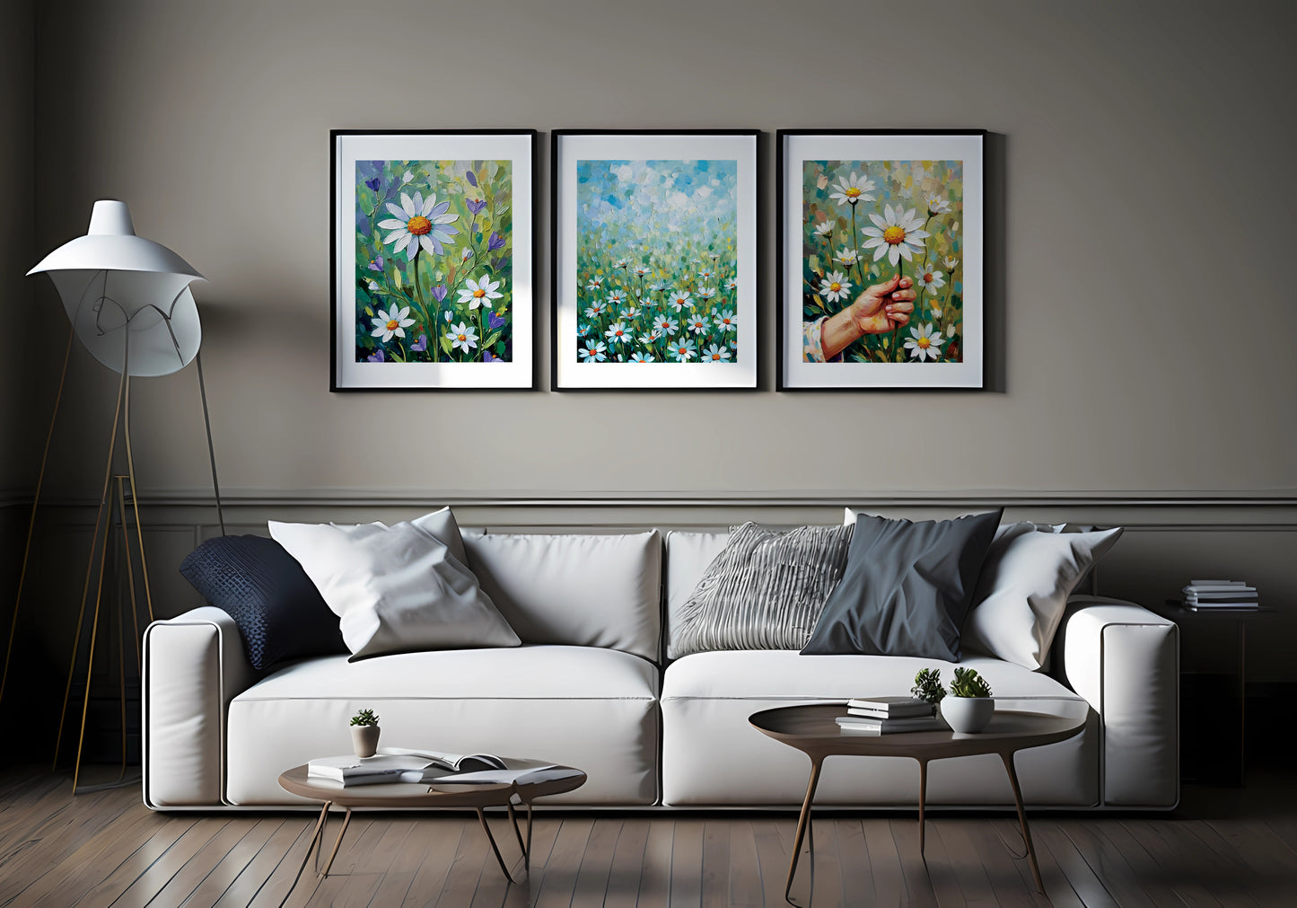 Bundle of 10 Daisy Impasto Oil Paintings | Digital Wall Art Prints | 24x36 Inch High Resolution JPEG | Modern Home Decor Download