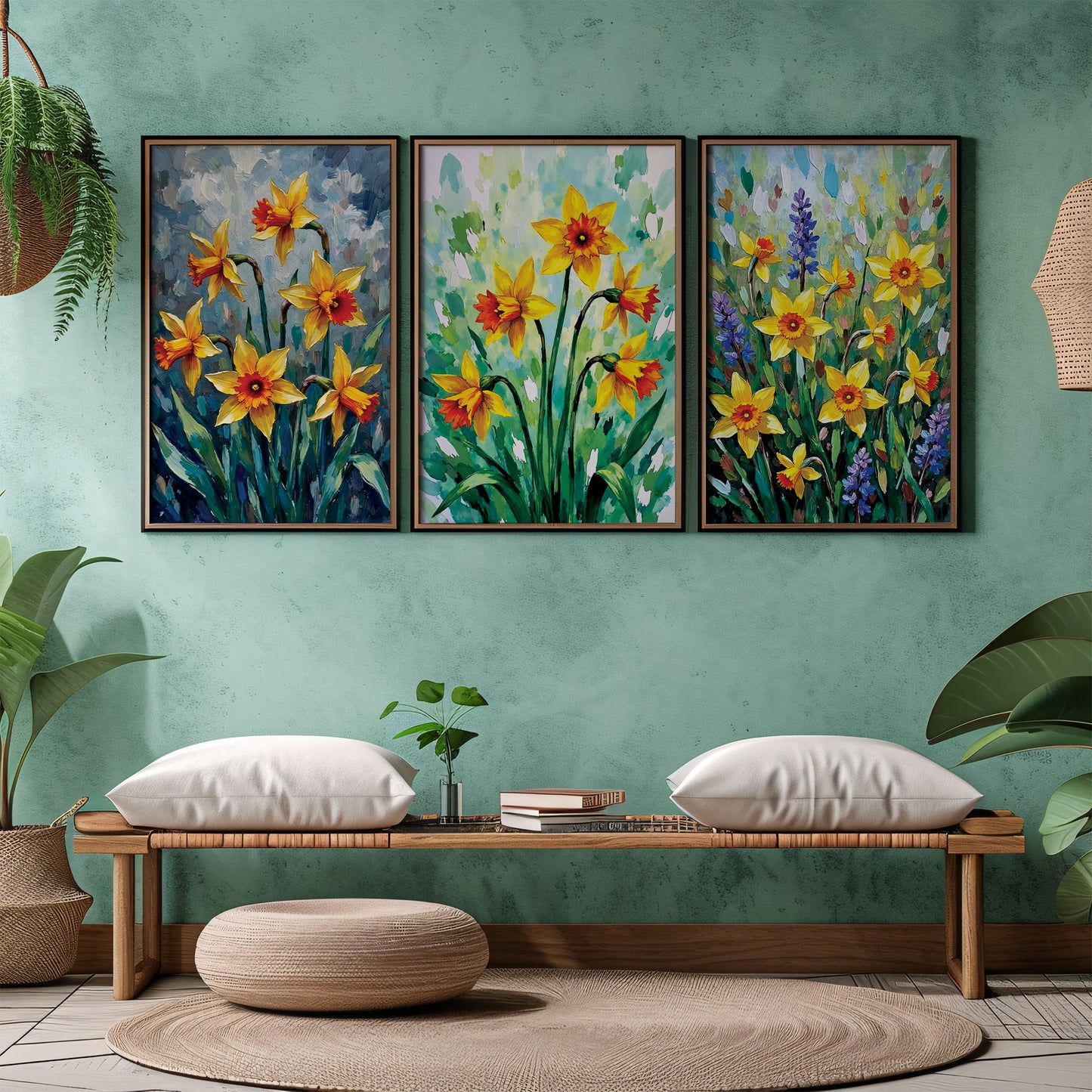 Bundle of 10 Daffodils Oil Paintings Digital Download | 24x36in Wall Art Prints | Floral Artwork for Living Room, Bedroom, Office Decor
