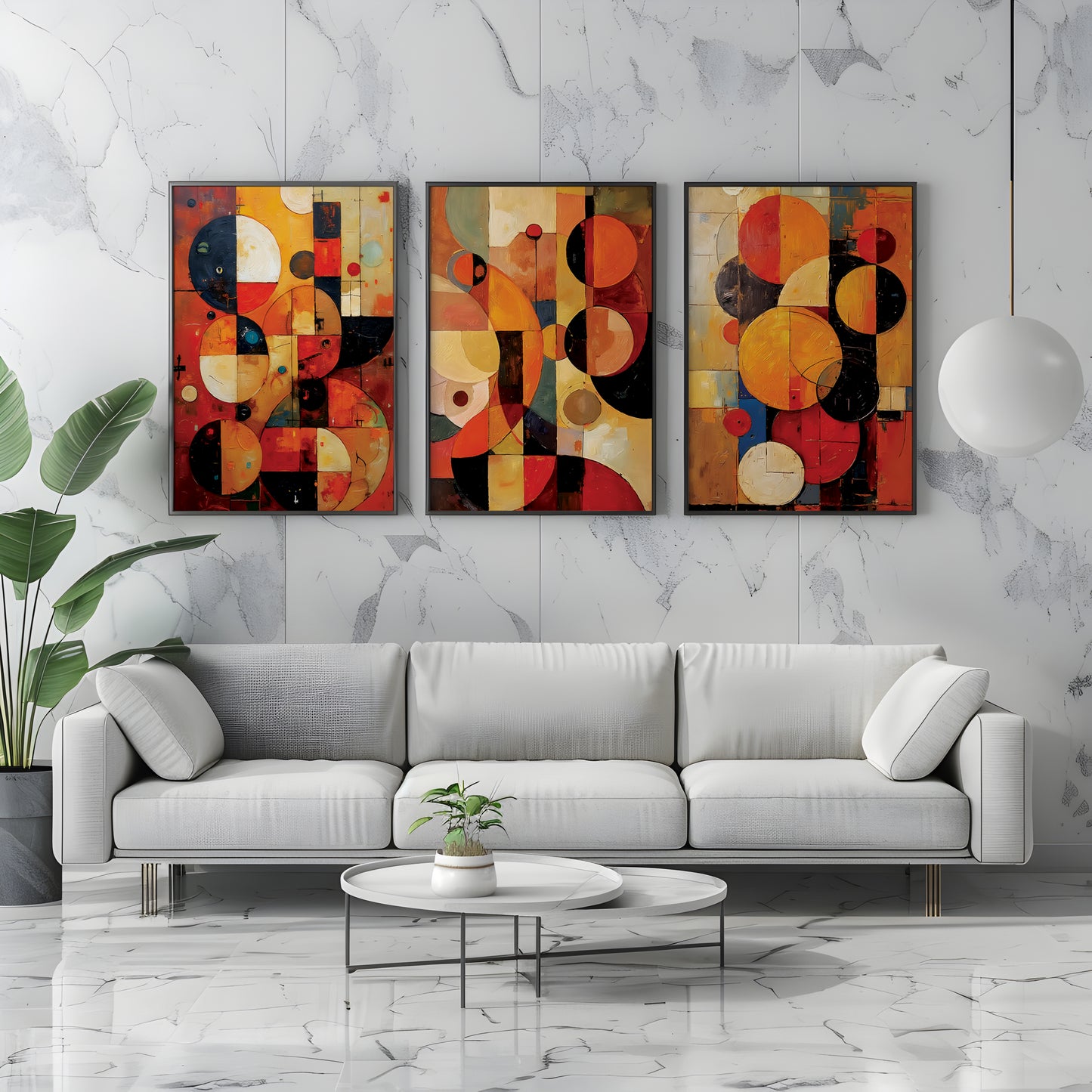 Boho Abstract Art Triptych Oil Painting Set (Digital Download)