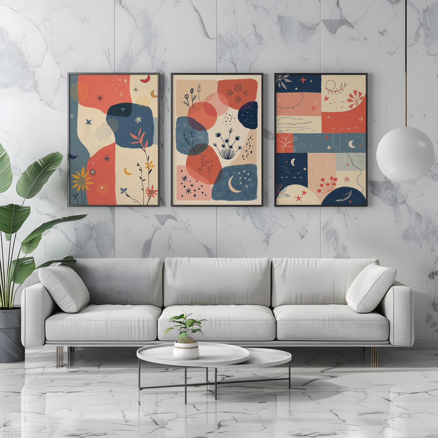 Set of 3 Boho Art | Minimalist Neutral Decor | 24x36 inch 300 DPI Digital Download | Calming Modern Art for Living Room, Bedroom, or Office