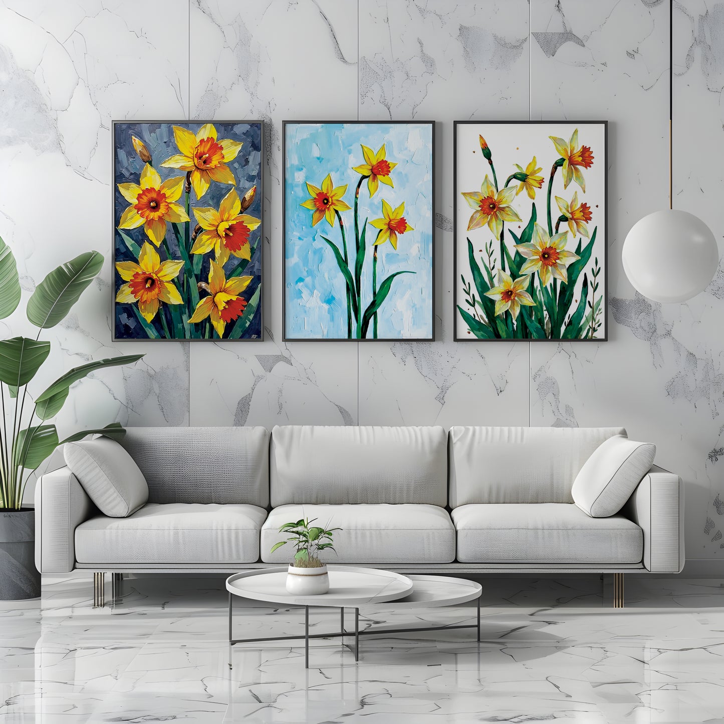 Bundle of 10 Daffodils Oil Paintings Digital Download | 24x36in Wall Art Prints | Floral Artwork for Living Room, Bedroom, Office Decor