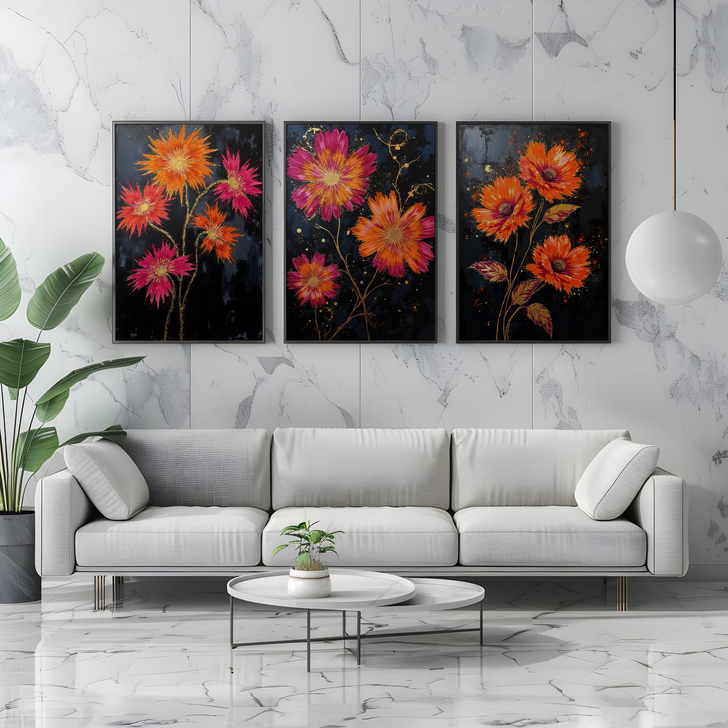 Set of 3 Boho Wall Art Prints | 24x36 inch 300 DPI Digital Download | Calming Modern Art for Living Room, Bedroom, or Office