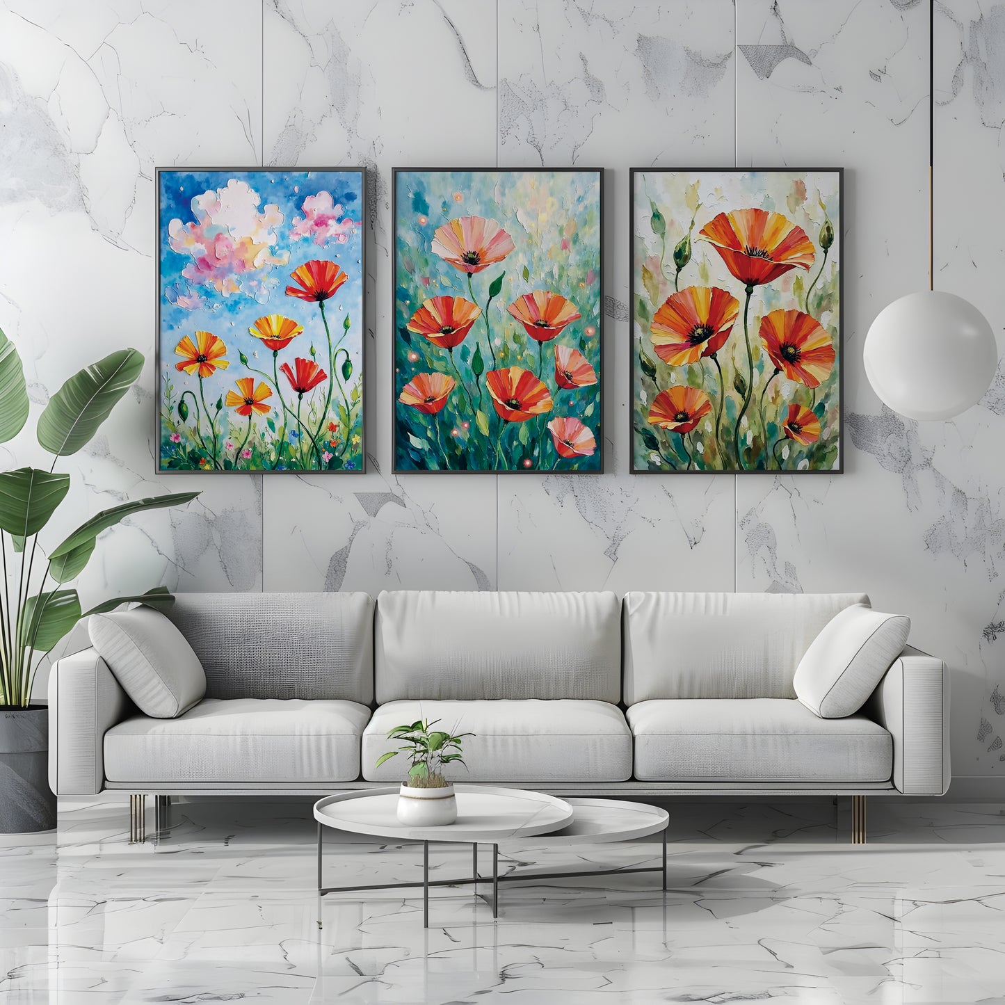 Bundle of 10 Wild Poppy Flower Oil Paintings | Digital Download Wall Art | Large 24x36 inch 300 DPI Prints for Living Room, Bedroom, Kitchen, Office Decor