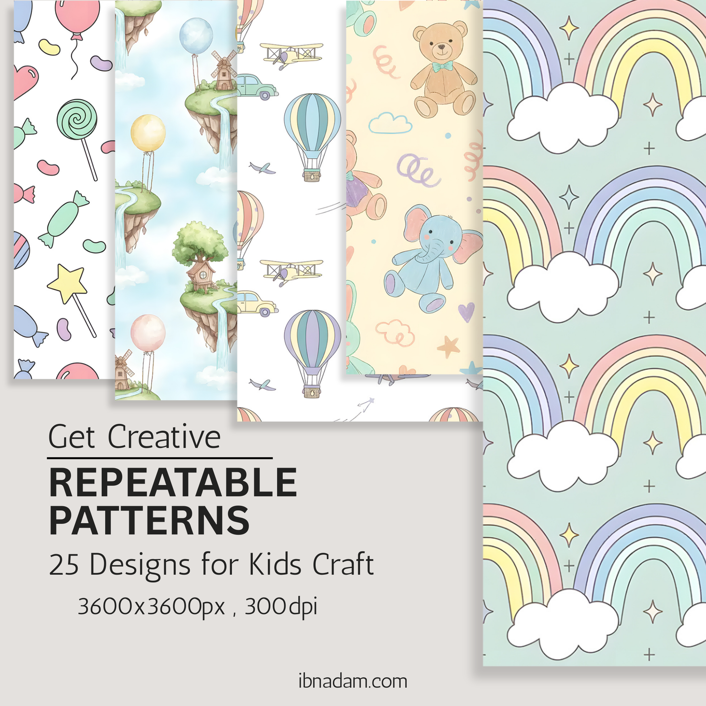 25 Seamless Patterns Pack for Kids' Craft | High Quality Designs | Digital Download & Useable in Multiple Crafts like Wallpapers, POD items
