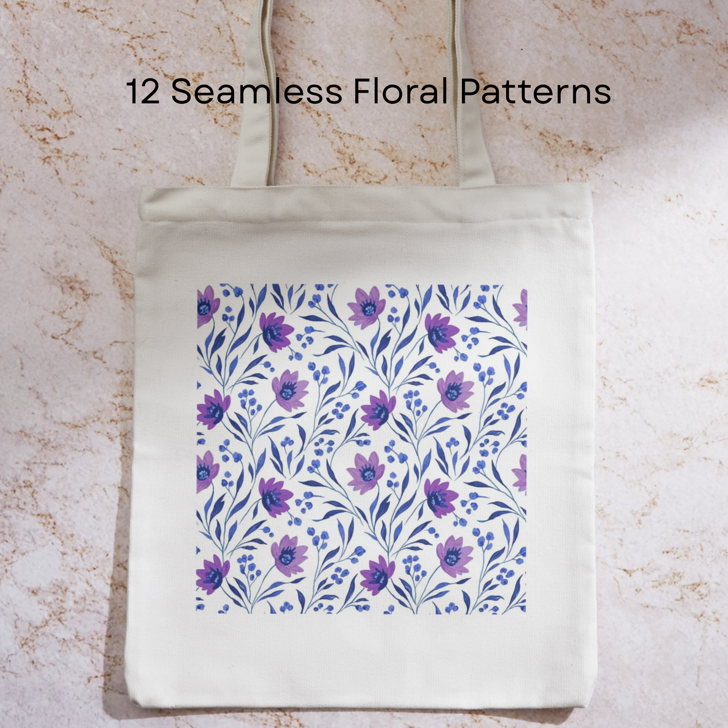 12 Seamless Floral Patterns | Digital Download Botanical Prints | Printable Designs for Wallpaper, Wrapping Paper, Mugs & Crafts