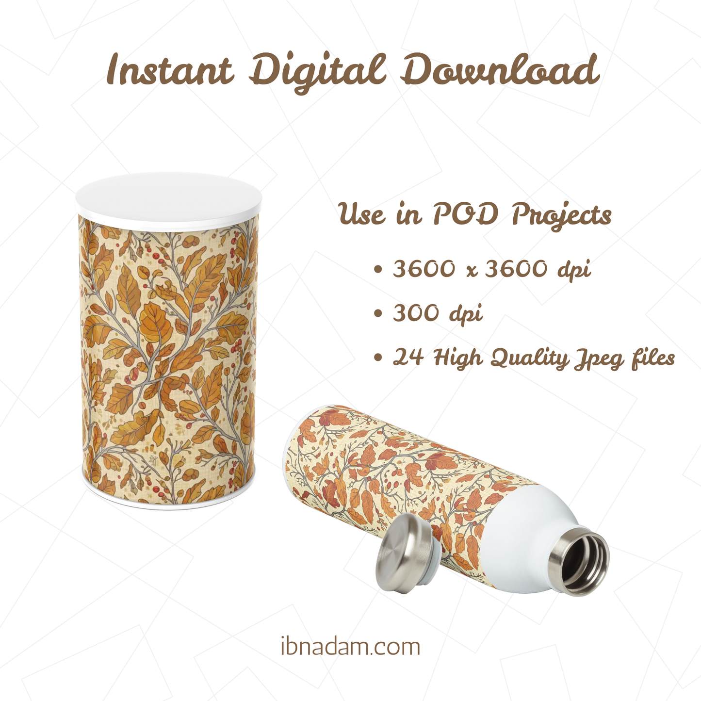 Colors of Fall Seamless Patterns | 24 Autumn Digital Papers | Printable Backgrounds for Crafts, Scrapbooking, Wrapping, DIY Projects