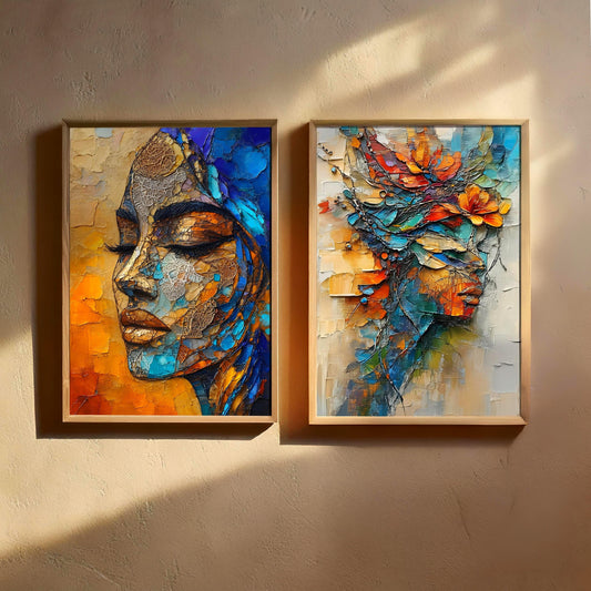 Abstract Painting - Woman | Wall Art – Set of 2 Digital Downloads | Modern Feminine Art Prints, High-Res JPGs in Standard Portrait Sizes