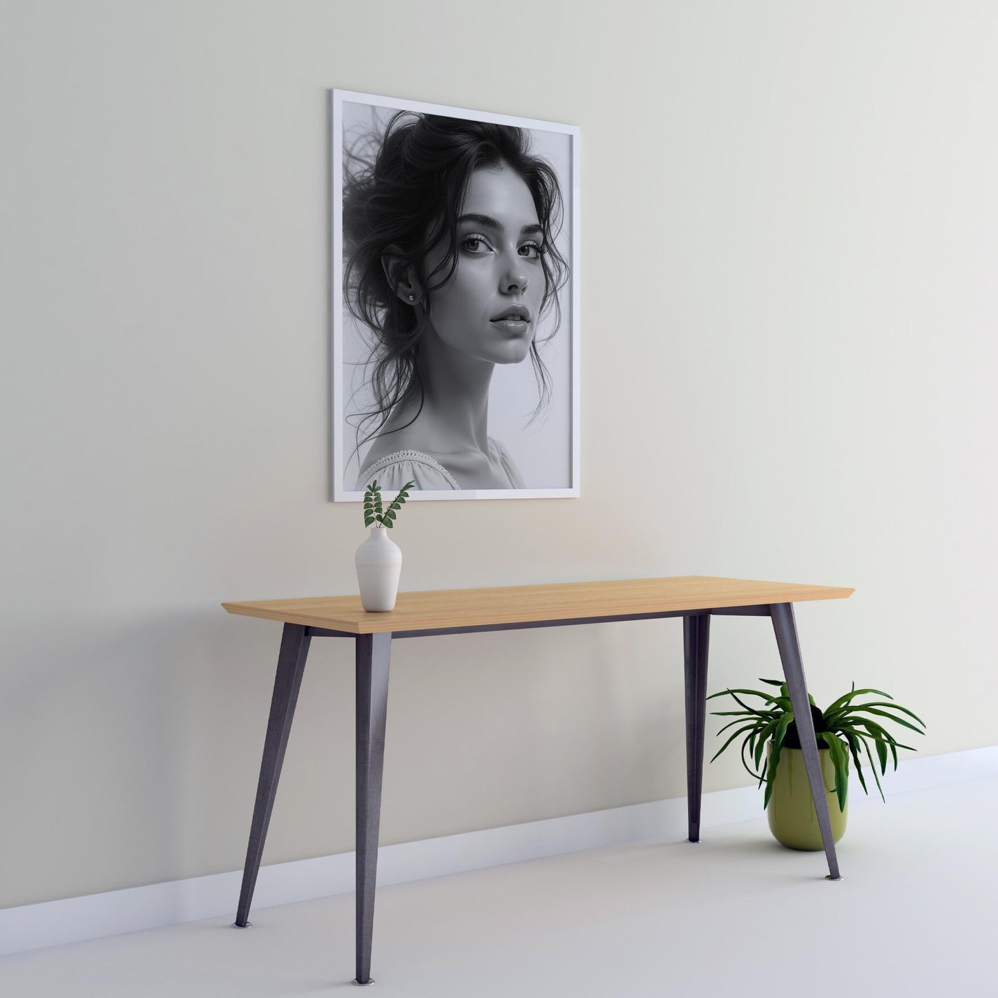 Beautiful Lady Portrait - Black and White | Digital Wall Art | Elegant Female Face | Printable Decor | B&W Aesthetic Art Download