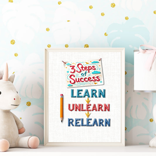 3 Steps of Success – Minimalist Motivational Wall Art, Digital Download, Modern Printable Quote