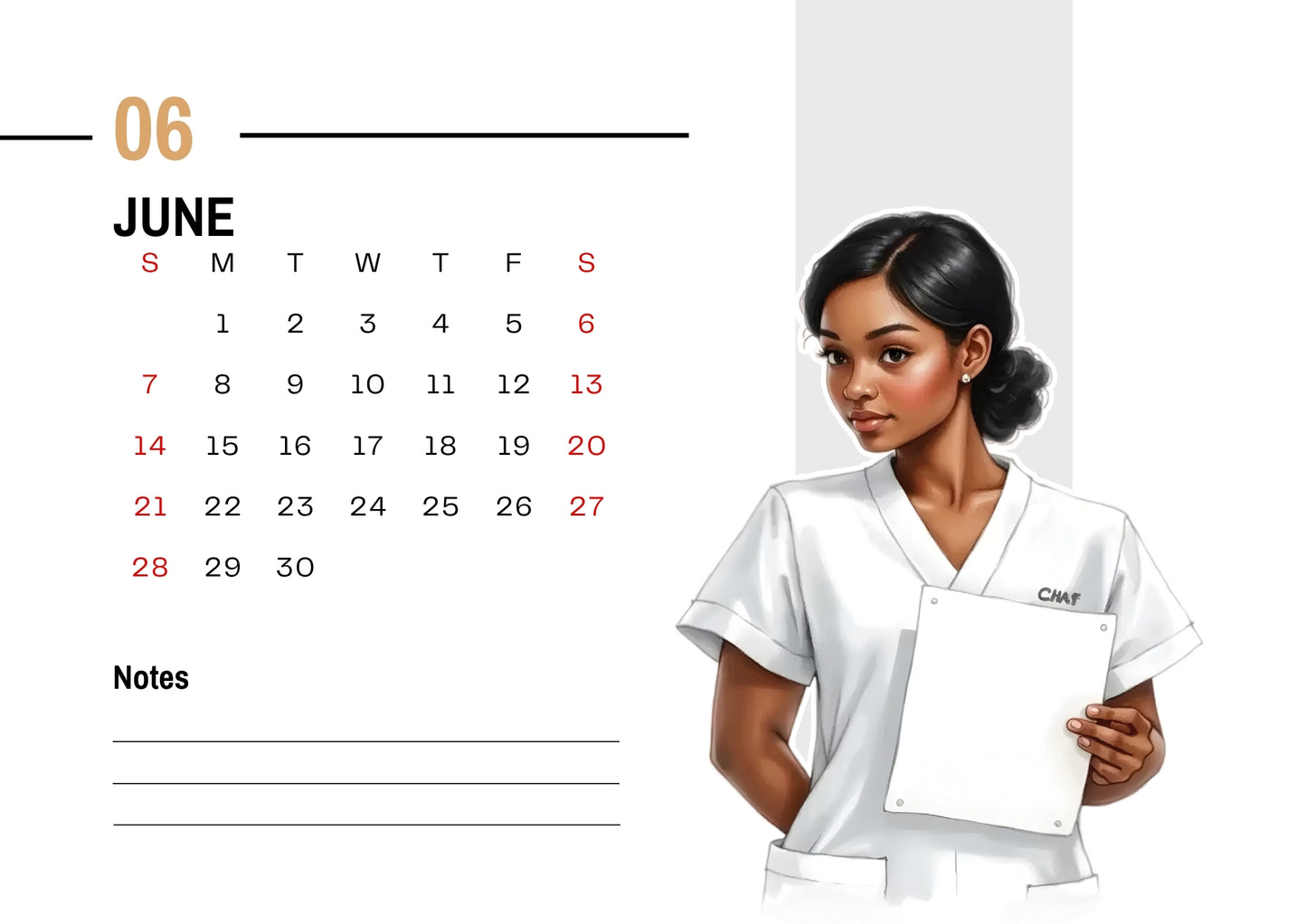 Printable 2026 Calendar for Nurses | Watercolor Nurse Clipart | Monthly Wall Art | PDF + 13 JPEG Files