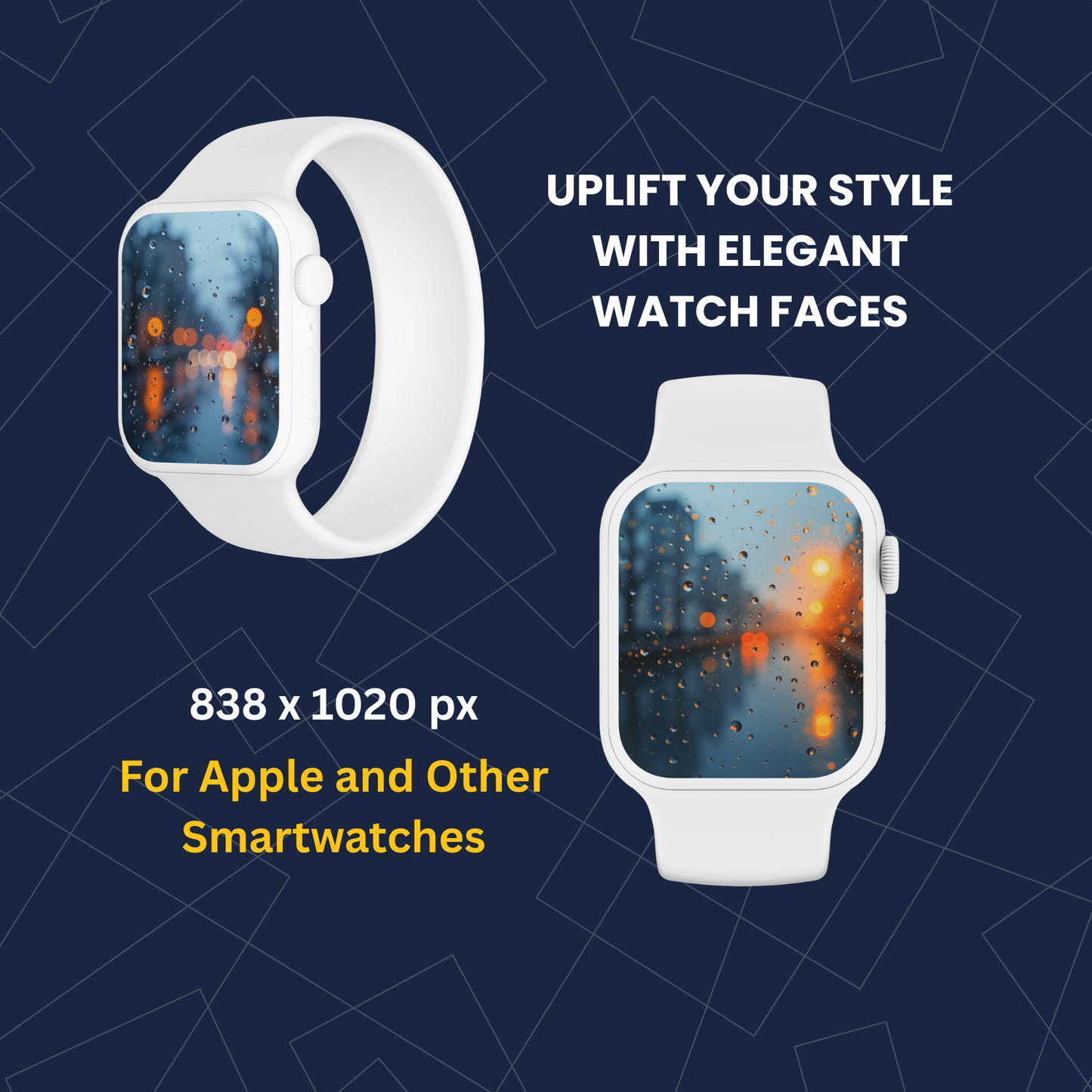 Watch Faces Digital Download | Raindrops on Window Backgrounds | Aesthetic Watch Wallpapers Pack