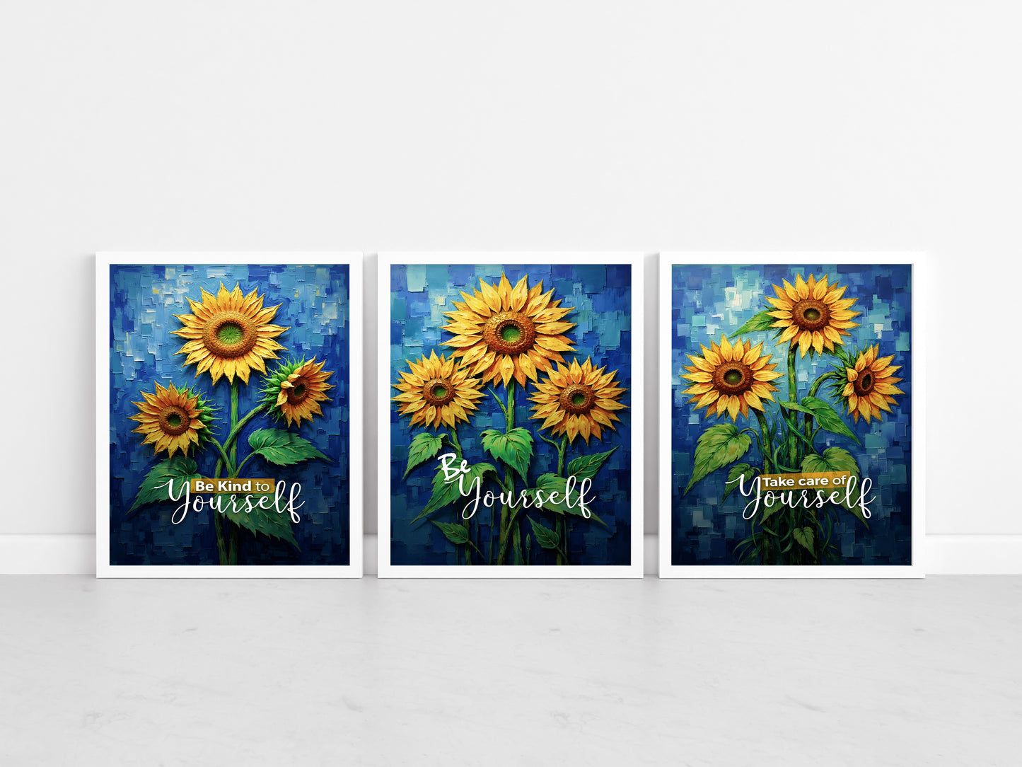 Sunflower Wall Art Digital Download | Motivational Quotes Prints | Inspirational Sunflower Painting for Home Office Decor