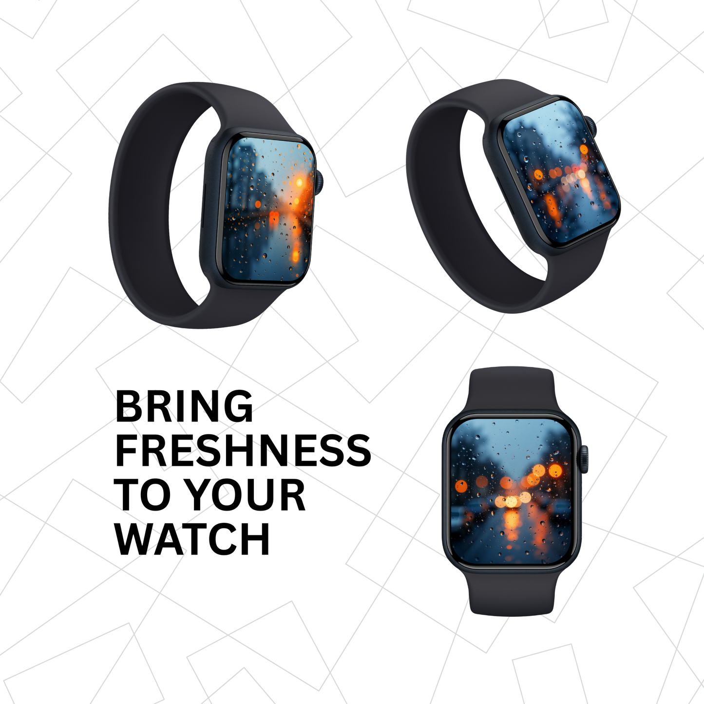 Watch Faces Digital Download | Raindrops on Window Backgrounds | Aesthetic Watch Wallpapers Pack