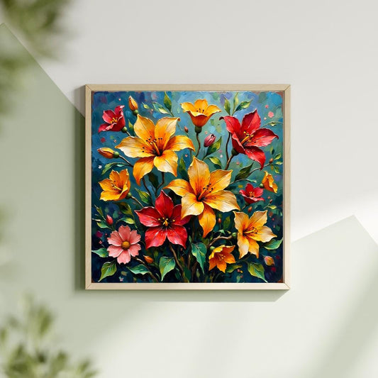 Art Nouveau Flower Prints – Digital Wall Art Set of 3, Elegant Floral Posters, High-Res Square Artwork
