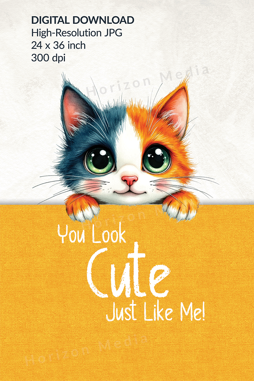 Cute Cat Wall Art with FREE Cute Puppies PDF Calendar | Cute Cat Wall Art 2x3 Ratio 300 dpi High-Resolution JPG format (Digital Download)