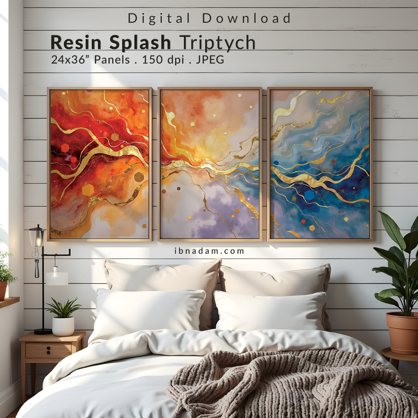 Buy 1 Get 1 FREE Triptych: Resin Splash Triptych | FREE Moon-Light Triptych Included | Digital Download
