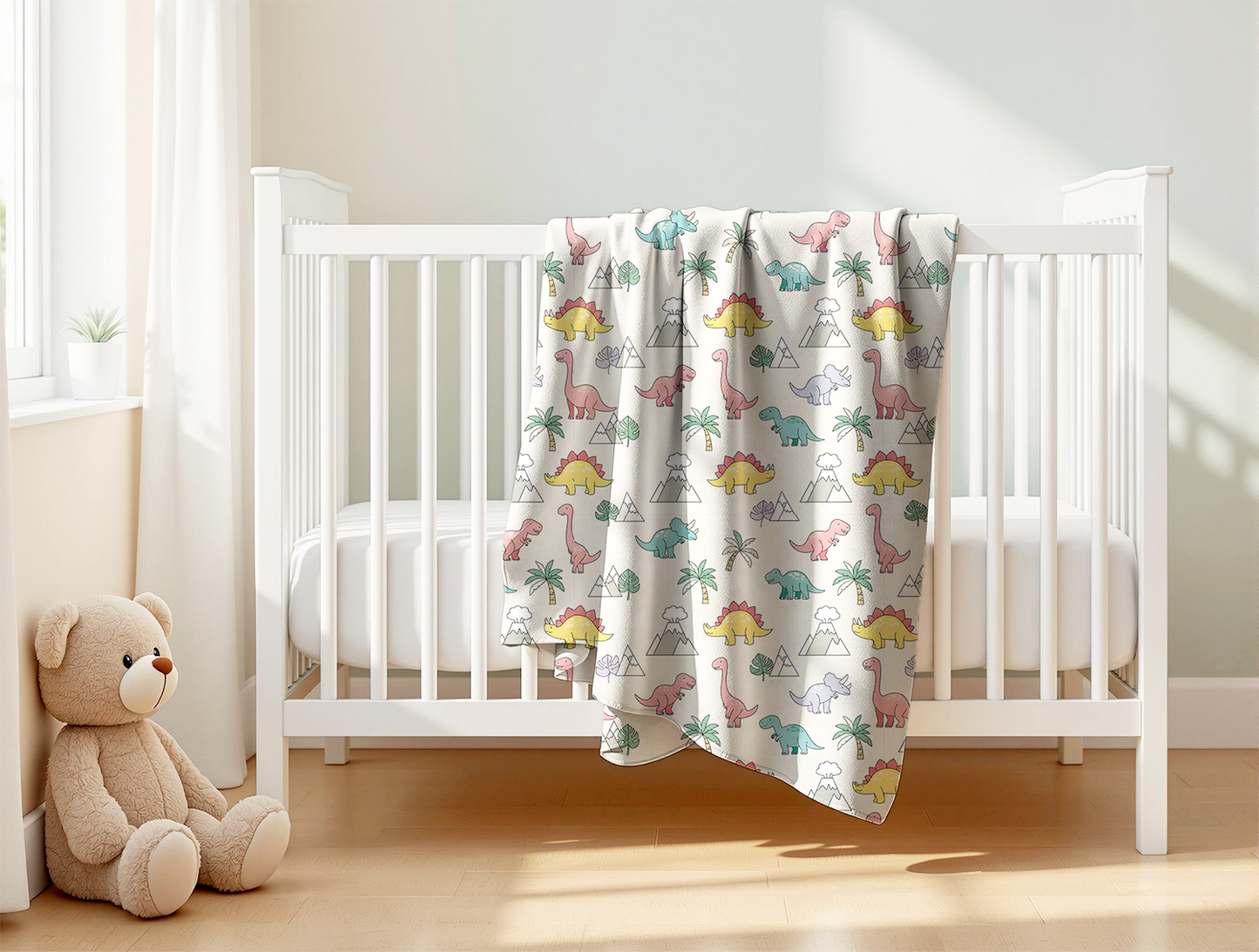 Dinosaur Volcano Wallpaper | Kids Room Digital Art Download | Nursery Seamless Pattern | Printable Wall Decor