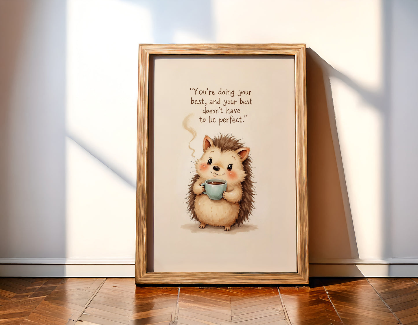 Cute Hedgehog Coffee Quote Wall Art | Printable Animal Art | Digital Download | Cozy Home Decor | High-Resolution JPG