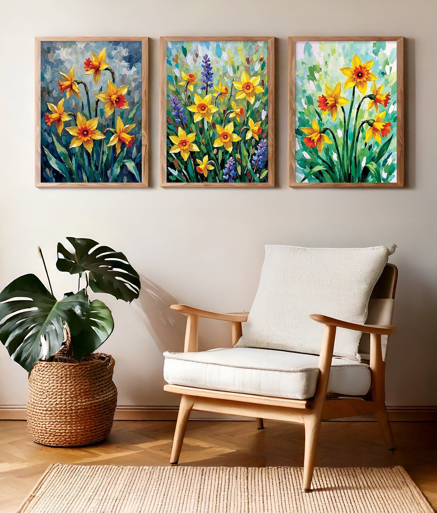 Bundle of 10 Daffodils Oil Paintings Digital Download | 24x36in Wall Art Prints | Floral Artwork for Living Room, Bedroom, Office Decor