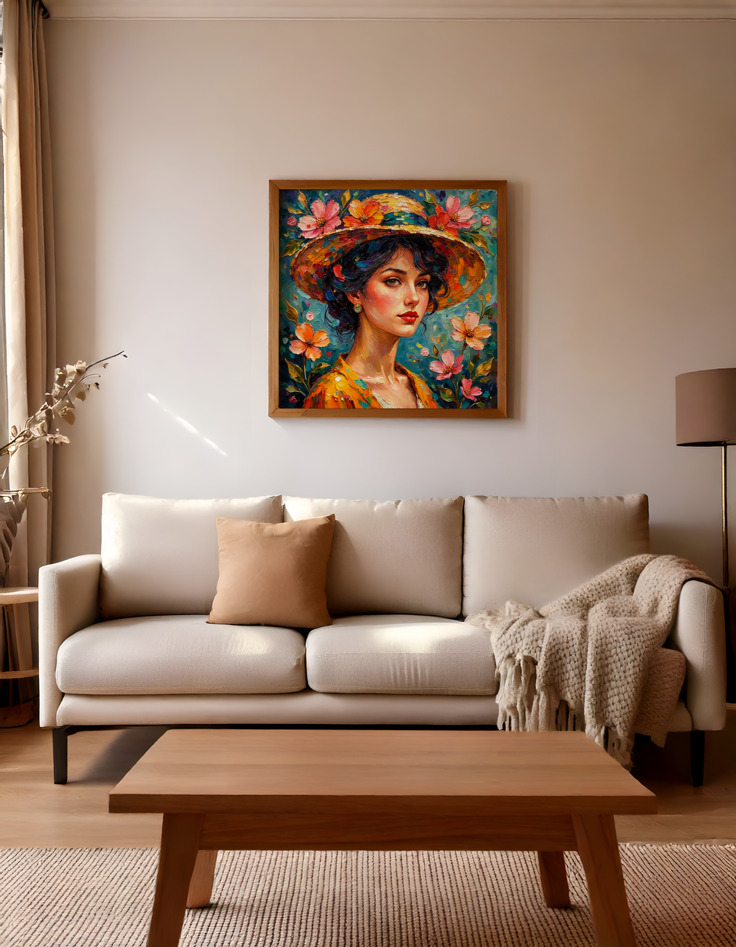 Beautiful Women Art Nouveau Prints – Digital Wall Art Set of 4, Elegant Vintage Style, High-Res Square Art