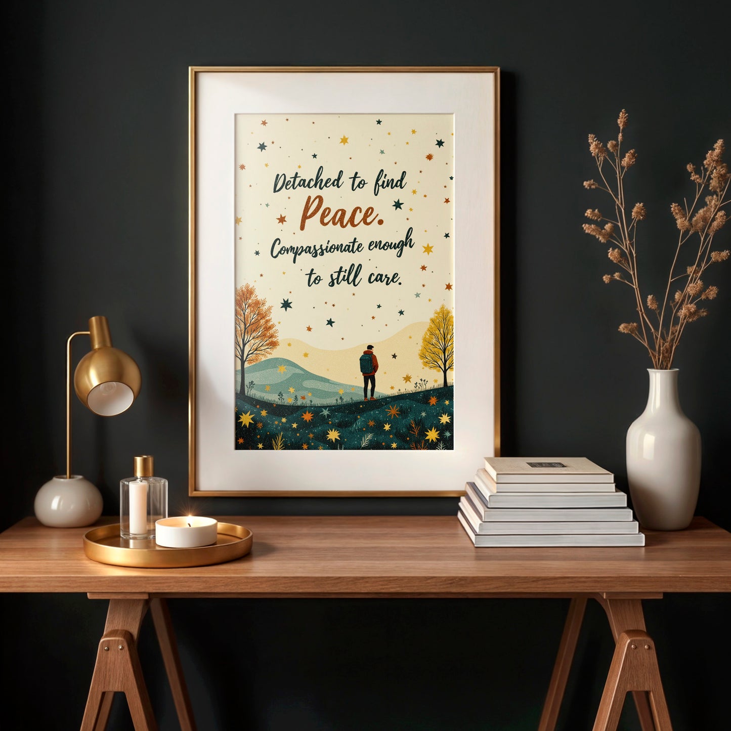 Self Care Quote Wall Art with FREE 2026 CALENDAR | Printable Reminder Art | Digital Download | Cozy Home Decor