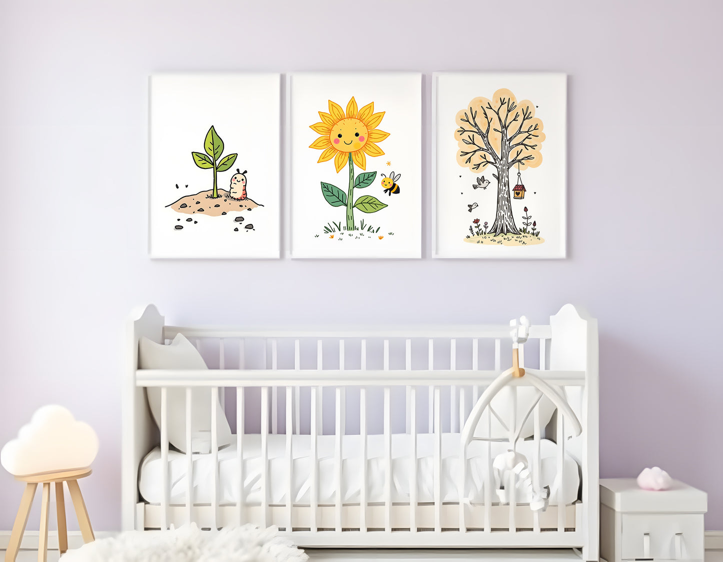 Growth Triptych Doodle Art | Kids Room Wall Decor | Nursery Printable Art | 24x36" High-Res JPG | Classroom Growth Theme | Digital Download