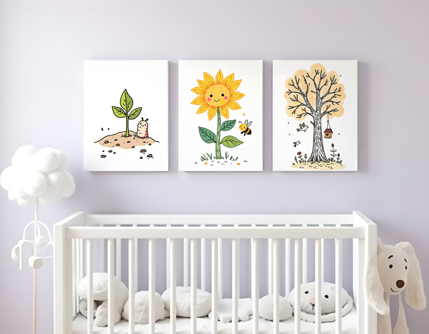 Growth Triptych Doodle Art | Kids Room Wall Decor | Nursery Printable Art | 24x36" High-Res JPG | Classroom Growth Theme | Digital Download