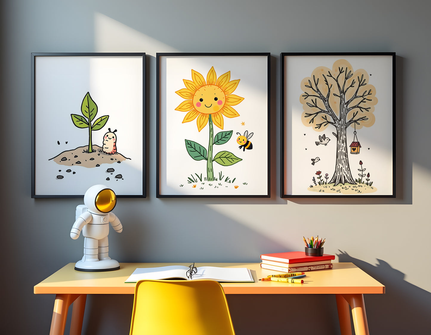 Growth Triptych Doodle Art | Kids Room Wall Decor | Nursery Printable Art | 24x36" High-Res JPG | Classroom Growth Theme | Digital Download
