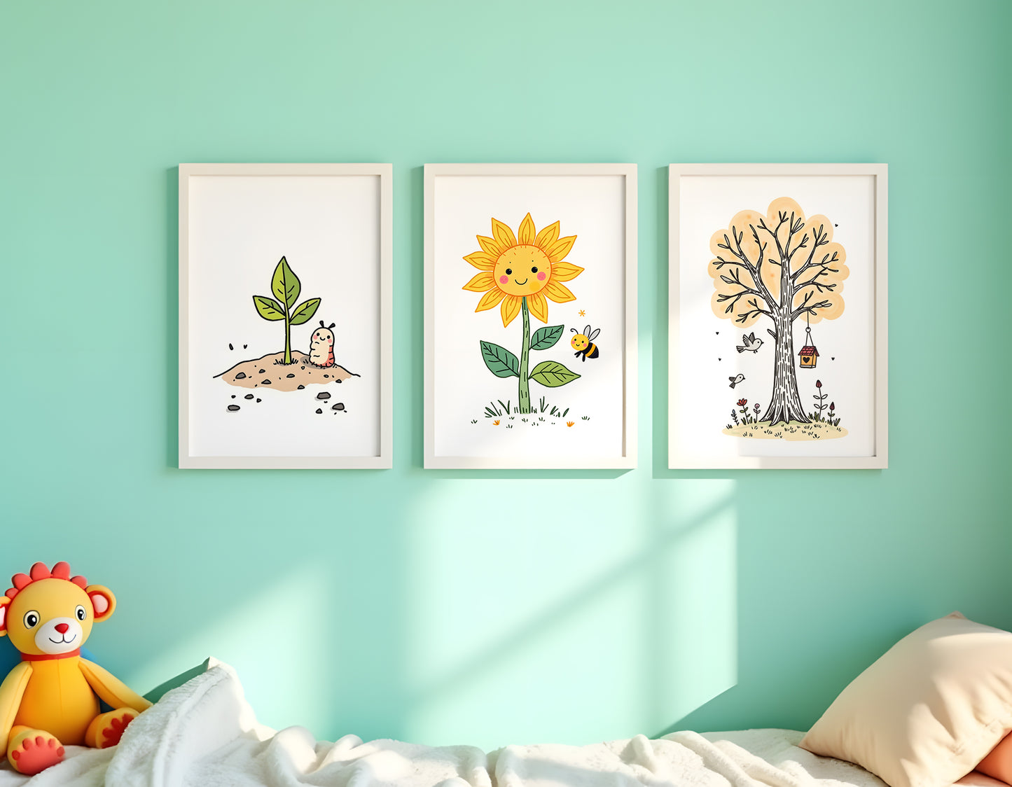 Growth Triptych Doodle Art | Kids Room Wall Decor | Nursery Printable Art | 24x36" High-Res JPG | Classroom Growth Theme | Digital Download