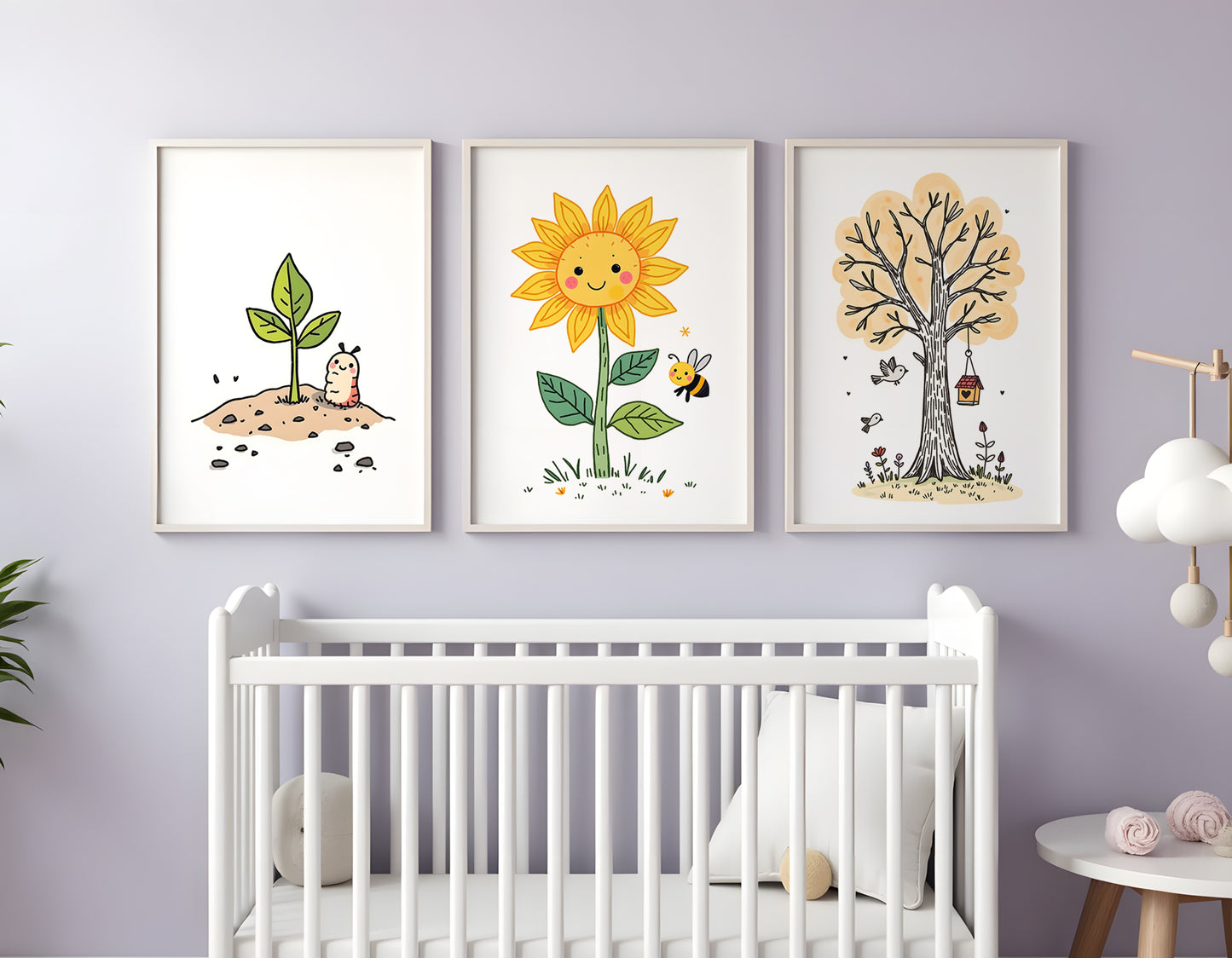 Growth Triptych Doodle Art | Kids Room Wall Decor | Nursery Printable Art | 24x36" High-Res JPG | Classroom Growth Theme | Digital Download