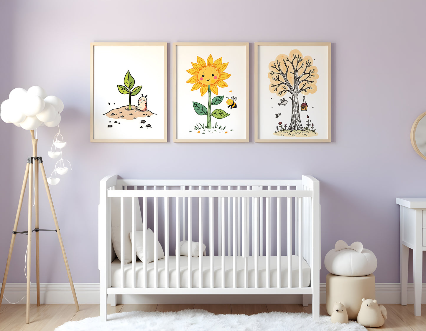 Growth Triptych Doodle Art | Kids Room Wall Decor | Nursery Printable Art | 24x36" High-Res JPG | Classroom Growth Theme | Digital Download