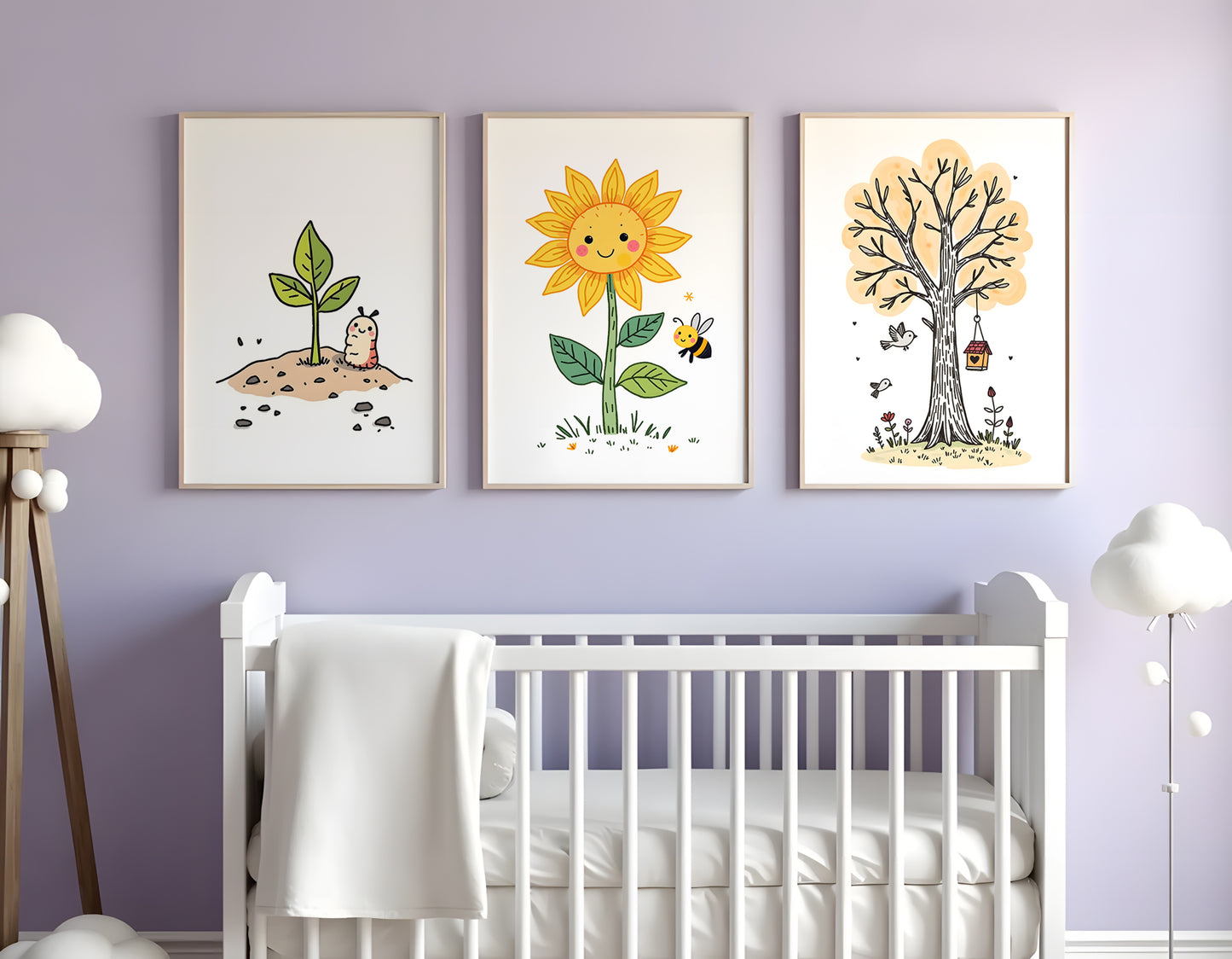 Growth Triptych Doodle Art | Kids Room Wall Decor | Nursery Printable Art | 24x36" High-Res JPG | Classroom Growth Theme | Digital Download