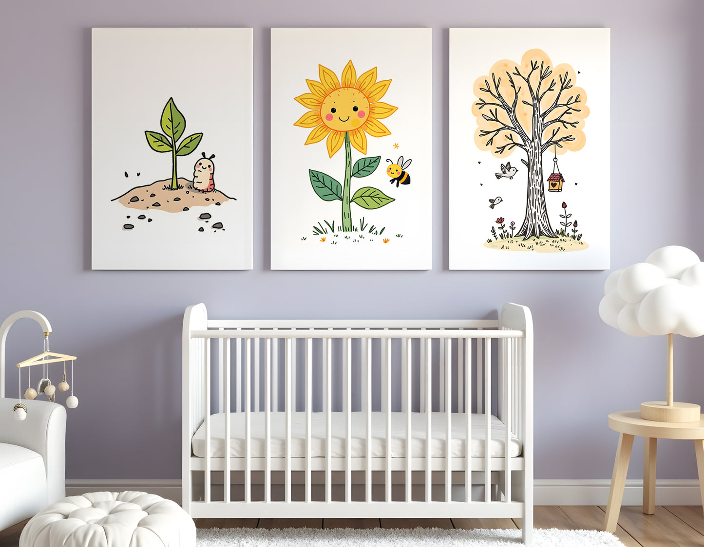 Growth Triptych Doodle Art | Kids Room Wall Decor | Nursery Printable Art | 24x36" High-Res JPG | Classroom Growth Theme | Digital Download