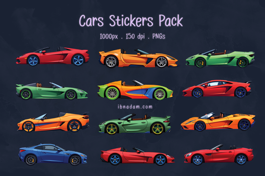 Cars Stickers PNG Pack with Bonus HD 4 JPEGs - Digital Download