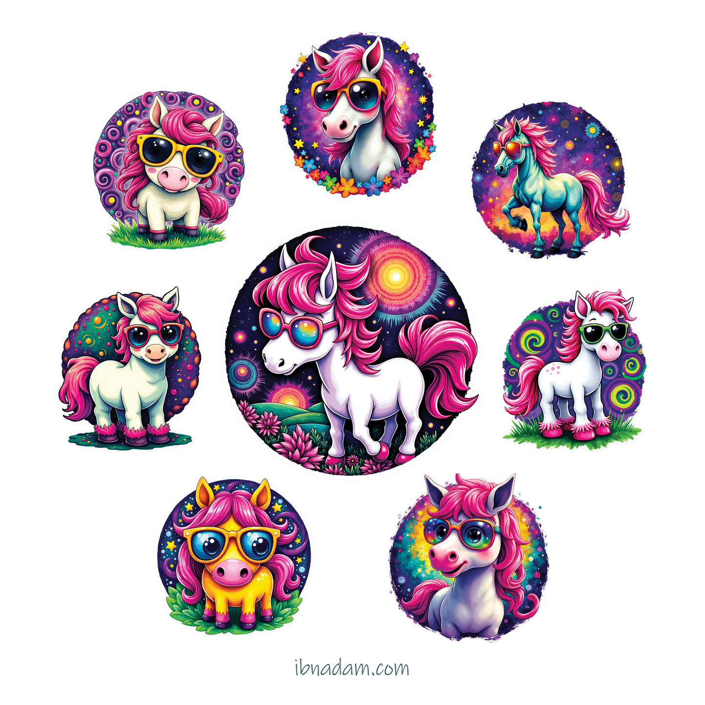 Cute Horse Sticker Pack – 65 PNG Horse Stickers + Free 17 Puppy Stickers (Digital Download)