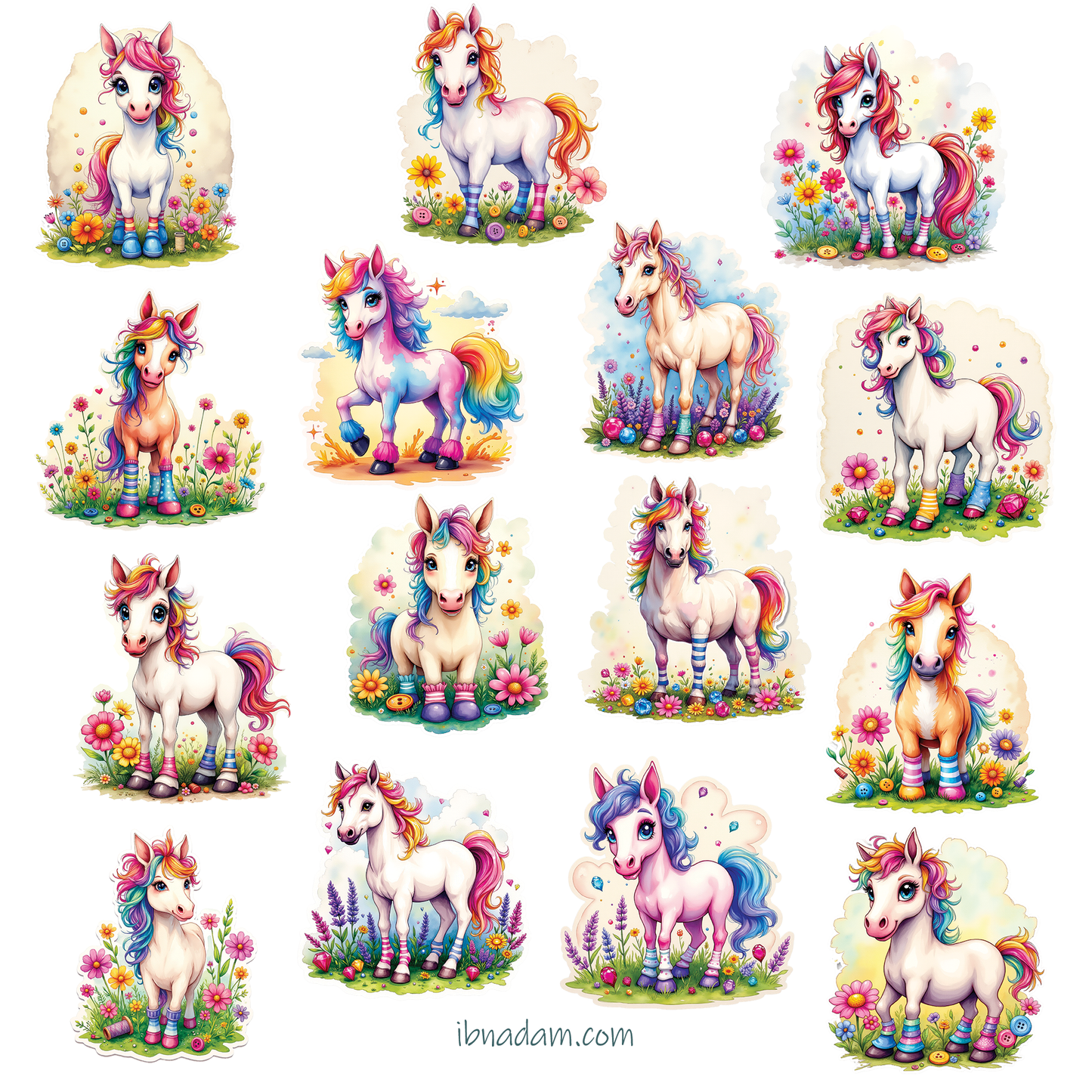 Cute Horse Sticker Pack – 65 PNG Horse Stickers + Free 17 Puppy Stickers (Digital Download)
