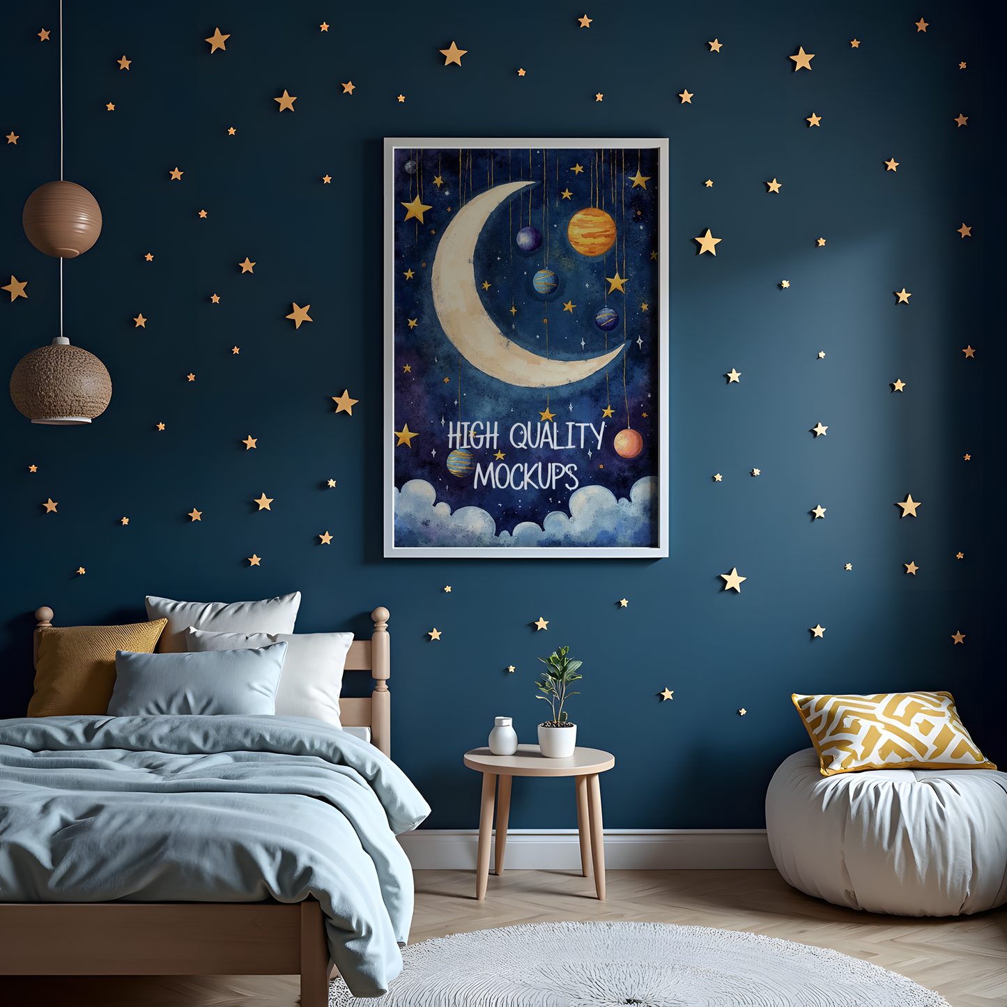 Wall Art Mockups - Kid's Rooms | Realistic PSD Mockups for Your Wall Art Showcasing | 4 PSD Mockup Files - Two 2 Frames, Two Single Frames