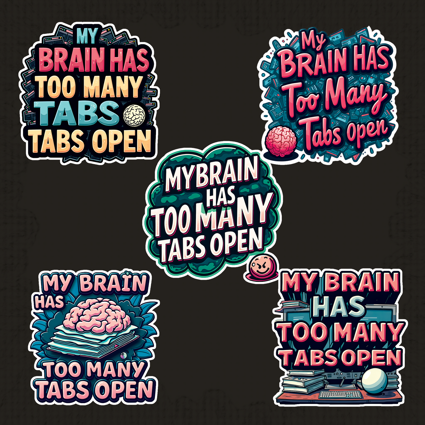 Anxious Overthinker Stickers Pack • 50+ PNGs • Transparent Background • Digital Art Download + Bonus 2026 Puppies Calendar