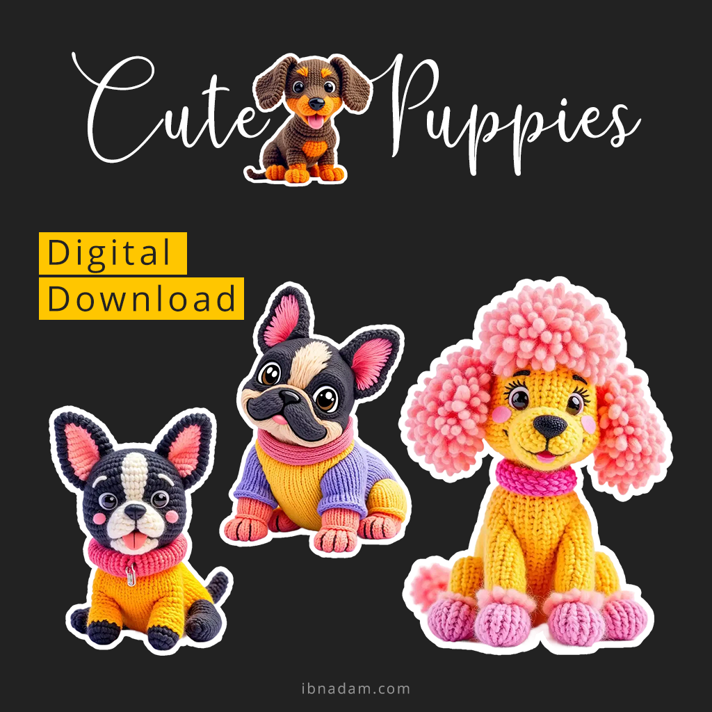 Cute Puppies Stickers Pack | Digital Puppy Stickers | With Bonus Stickers Pack | Suitable for Crafts, Mugs, Tumblers, Wrapping Paper