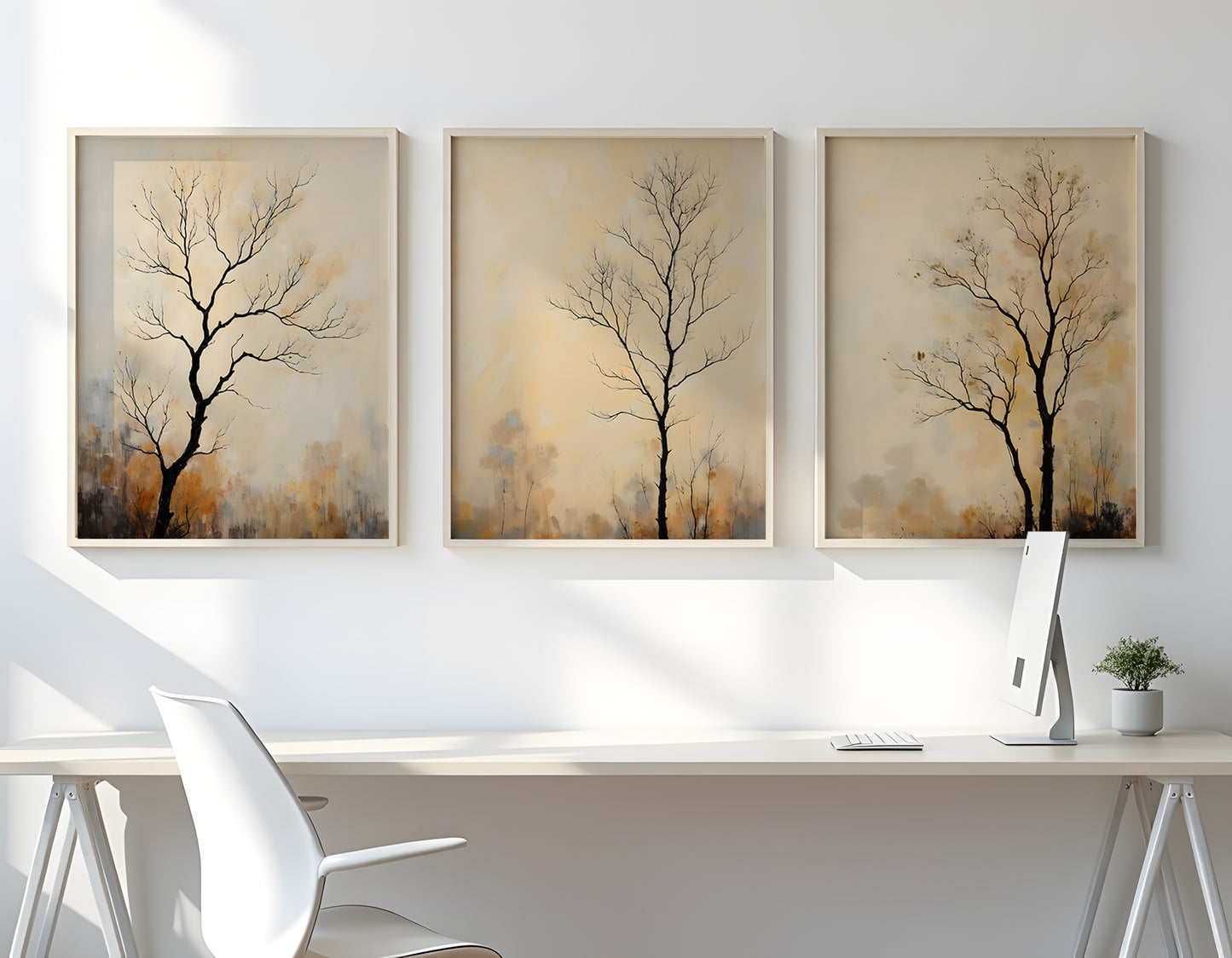 Fall Tree Painting Triptych Oil Painting Set (Digital Download)