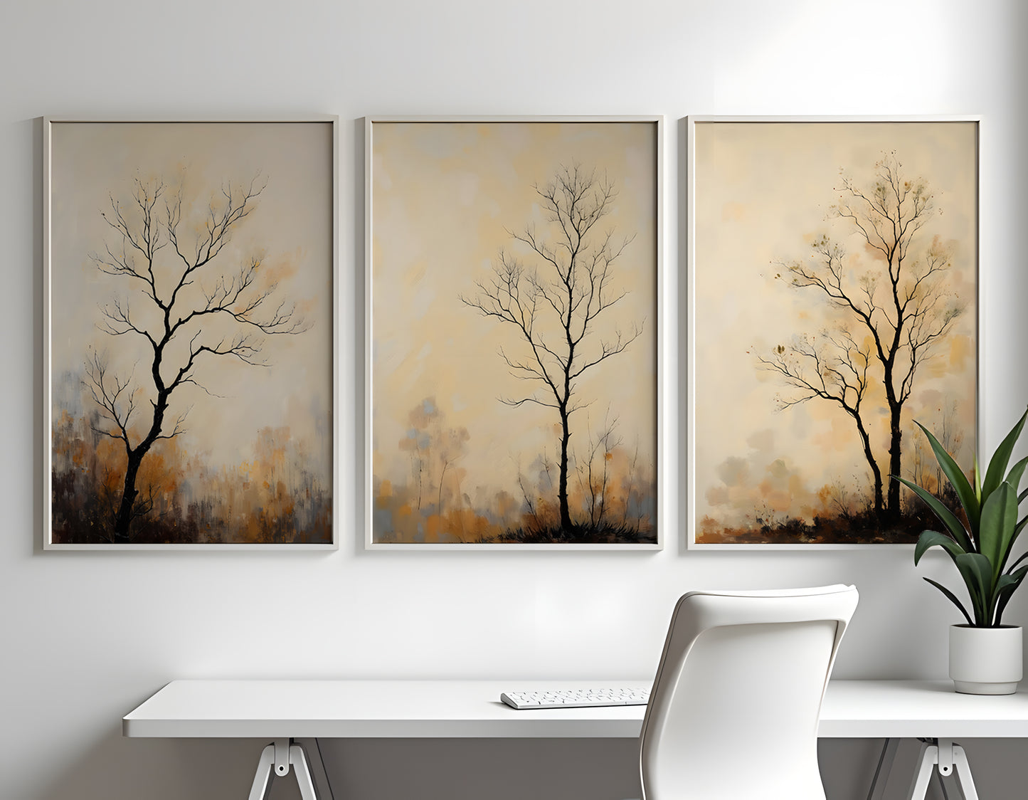 Fall Tree Painting Triptych Oil Painting Set (Digital Download)