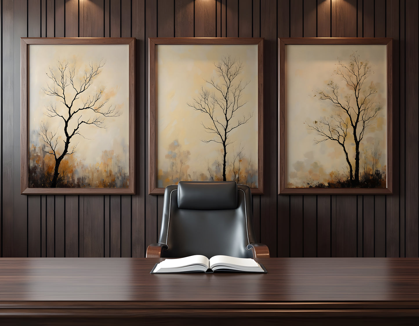 Fall Tree Painting Triptych Oil Painting Set (Digital Download)