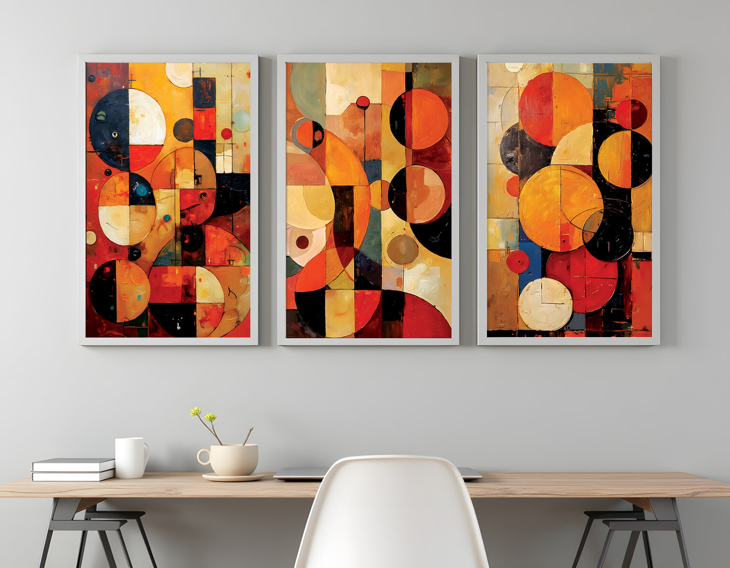 Boho Abstract Art Triptych Oil Painting Set (Digital Download)