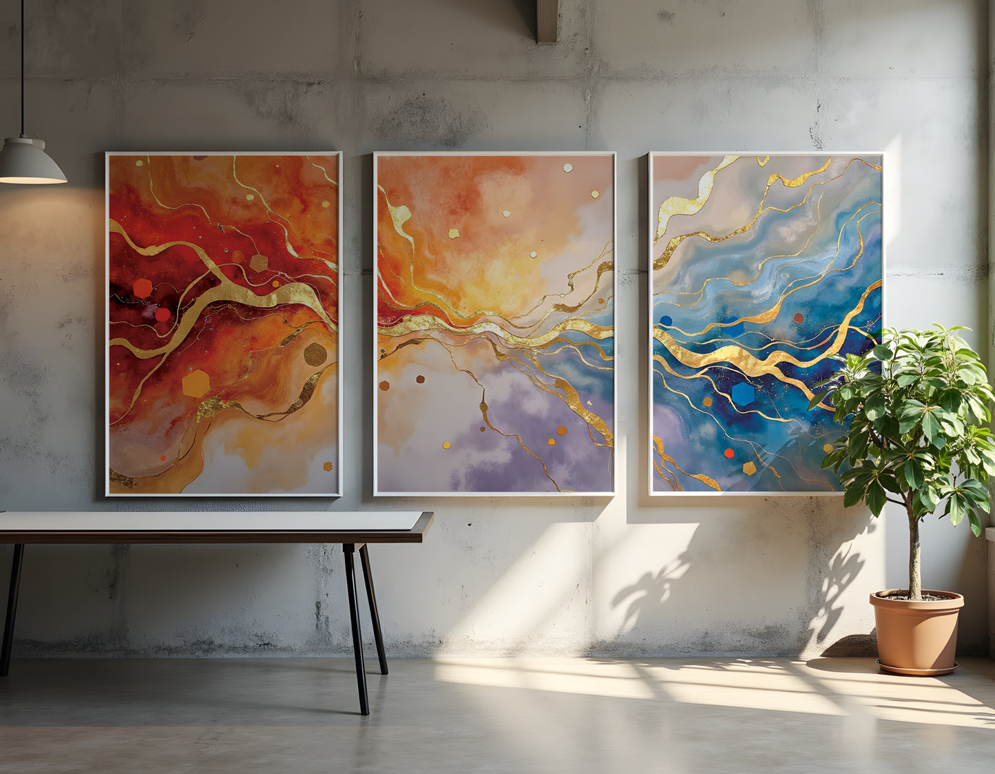 Buy 1 Get 1 FREE Triptych: Resin Splash Triptych | FREE Moon-Light Triptych Included | Digital Download