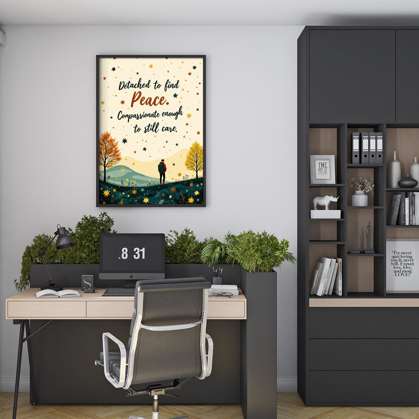 Self Care Quote Wall Art with FREE 2026 CALENDAR | Printable Reminder Art | Digital Download | Cozy Home Decor